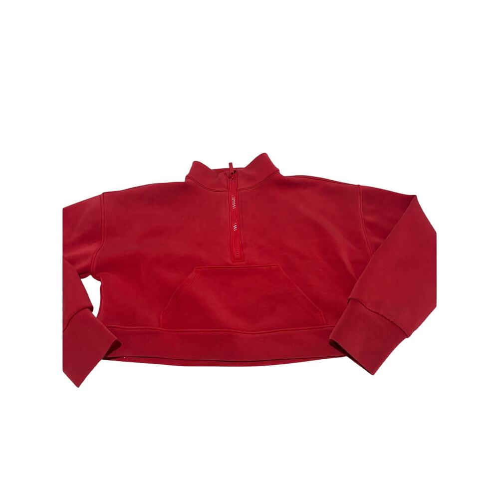 All In Motion M 8 cropped red 3/4 zip scuba type knit sweatshirt worn once euc
